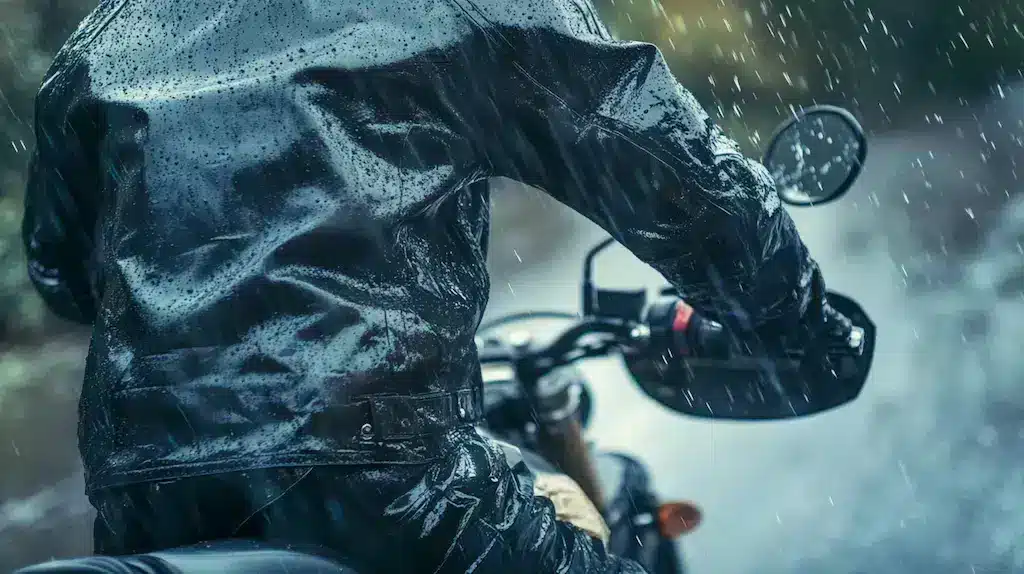 riding motorcycle in rain